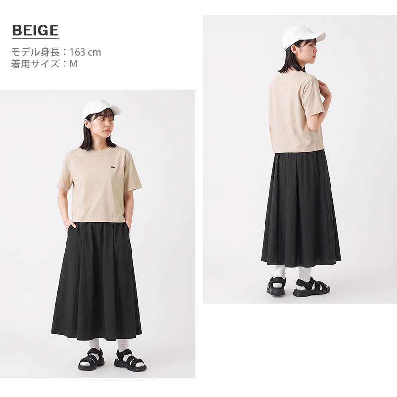ラコステ LACOSTE Tシャツ 半袖 ピグメントダイ クロップド レディース クルーネック リラックスフィット トップス 無地 ロゴ S/M/L 2026年秋冬 新作 TF026J-99 | ブランド [正規取扱店]