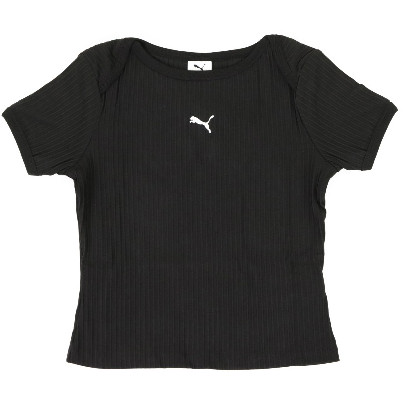 プーマ PUMA Tシャツ 半袖 ESS RIBBED SLIM SHORT TEE リブ スリム レディース トップス ミニT ショート丈 ミニ丈 スポーティー プーマキャット 服 刺繍 ロゴ S/M/L/XL 2026年秋冬 新作 639076 | ブランド [正規取扱店]