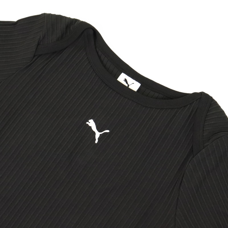 プーマ PUMA Tシャツ 半袖 ESS RIBBED SLIM SHORT TEE リブ スリム レディース トップス ミニT ショート丈 ミニ丈 スポーティー プーマキャット 服 刺繍 ロゴ S/M/L/XL 2026年秋冬 新作 639076 | ブランド [正規取扱店]