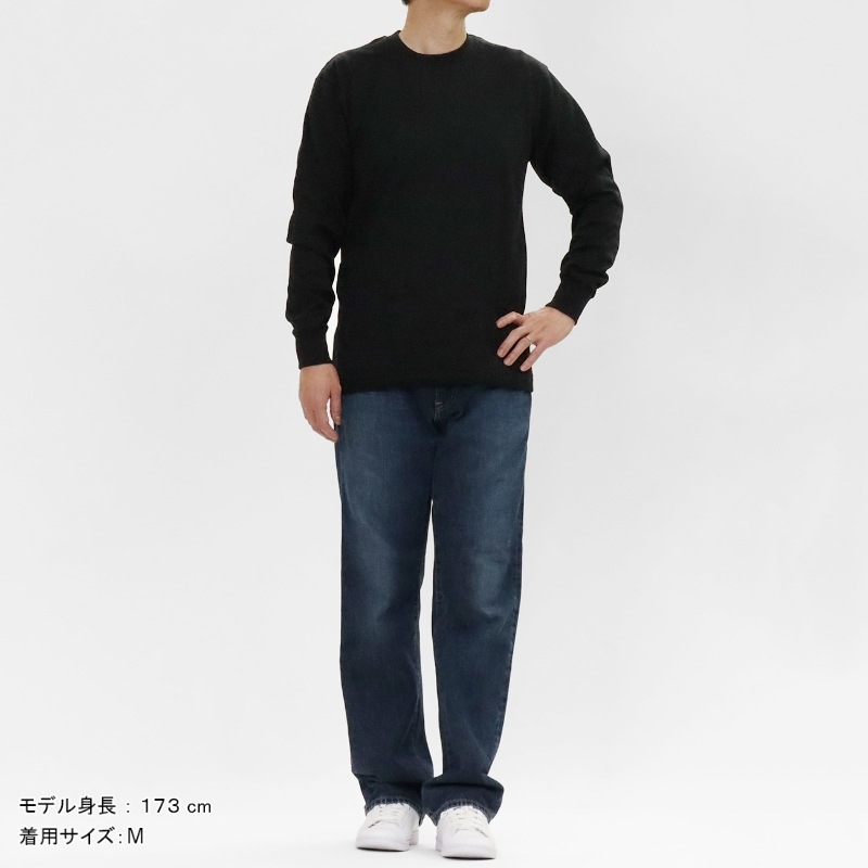 ヘインズ Hanes Tシャツ 長袖 T-SHIRTS KURO ロングスリーブ ロンTクルーネック 丸胴仕様 メンズ レディース トップス  2026SS 無地 S/M/L ブラック HM4-D202 090 | ブランド [正規取扱店]