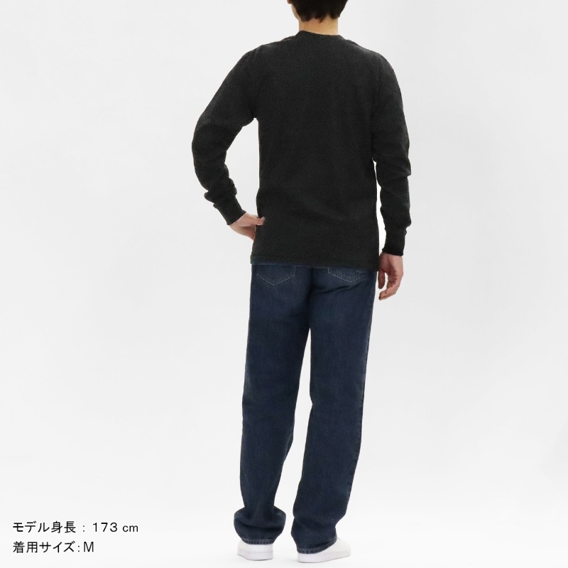 ヘインズ Hanes Tシャツ 長袖 T-SHIRTS KURO ロングスリーブ ロンTクルーネック 丸胴仕様 メンズ レディース トップス  2026SS 無地 S/M/L ブラック HM4-D202 090 | ブランド [正規取扱店]