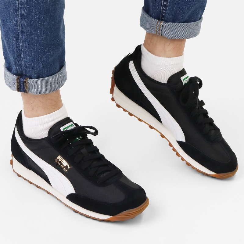 プーマ PUMA スニーカー メンズ レディース イージーライダー ヴィンテージ EASY RIDER VINTAGE レザー 牛革 靴 軽量 スポーティー 2026年秋冬 新作 プーマブラック 399028 10 PUMA BLACK-PUMA WHITE | ブランド [正規取扱店]