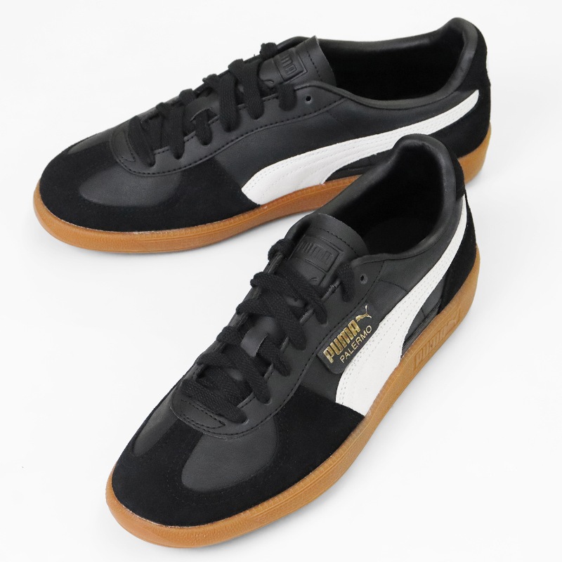 プーマ PUMA スニーカー メンズ PALERMO LTH パレルモ レザー 牛革 靴 軽量 スポーティー 2026FW 新作 プーマブラック 396464 03 PUMA BLACK-FEATHER GRAY-GUM | ブランド [正規取扱店]
