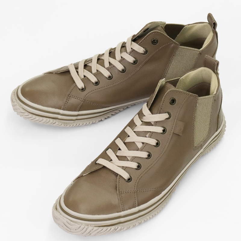 スピングル SPINGLE スニーカー メンズ カンガルーレザー サイドゴア 日本製 靴 シューズ オリーブ グレー SP-442 221 Olive Gray | ブランド [正規取扱店]