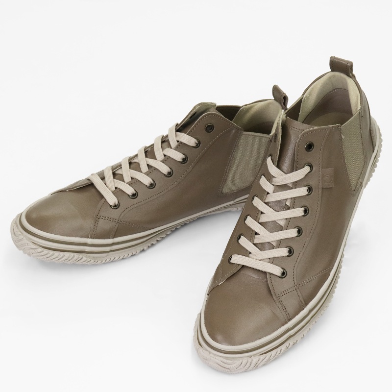 スピングル SPINGLE スニーカー メンズ カンガルーレザー サイドゴア 日本製 靴 シューズ オリーブ グレー SP-442 221 Olive Gray | ブランド [正規取扱店]