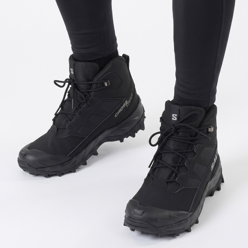サロモン SALOMON ブーツ メンズ CROSSTRAK WATERPROOF クロストレック ウォータープルーフ ウインターブーツ スノーブーツ 冬 靴 防水 保温 ブラック L47570200 | ブランド [正規取扱店]