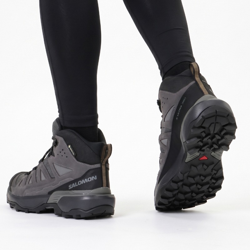 サロモン SALOMON ブーツ ハイキングブーツ メンズ X ULTRA 360 LTR MID GTX ウルトラ レザー ミッド ゴアテックス アウトドア トレッキングシューズ ミッドカット 靴 GORE-TEX 防水 グレー L47570800 | ブランド [正規取扱店]