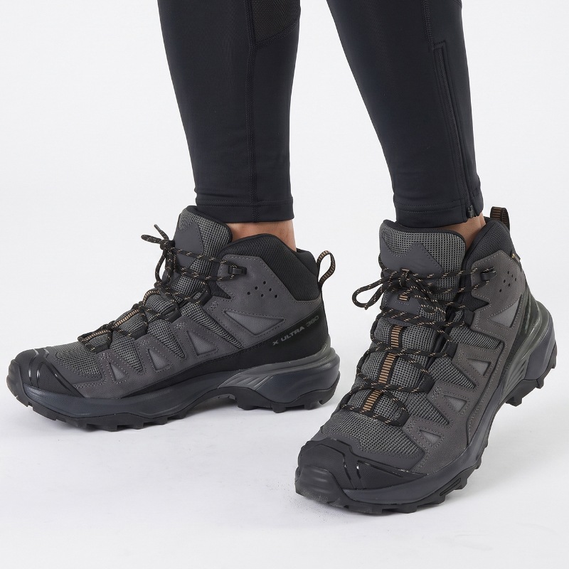 サロモン SALOMON ブーツ ハイキングブーツ メンズ X ULTRA 360 LTR MID GTX ウルトラ レザー ミッド ゴアテックス アウトドア トレッキングシューズ ミッドカット 靴 GORE-TEX 防水 グレー L47570800 | ブランド [正規取扱店]