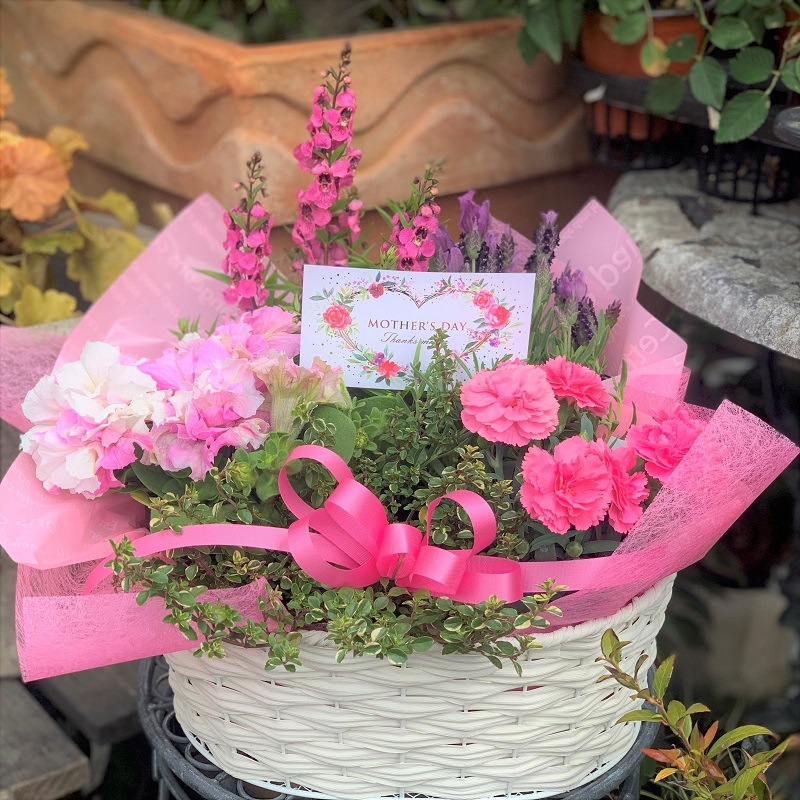 母の日ギフト【季節の花寄せバスケット　約5種類】　宅配便限定商品
