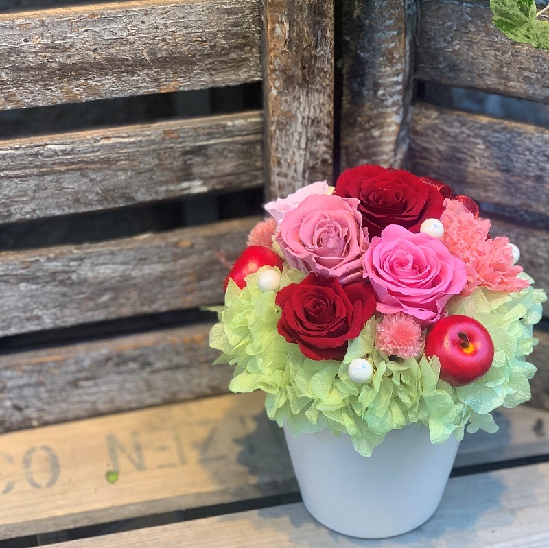 【プリザーブドフラワー】赤＆ピンク