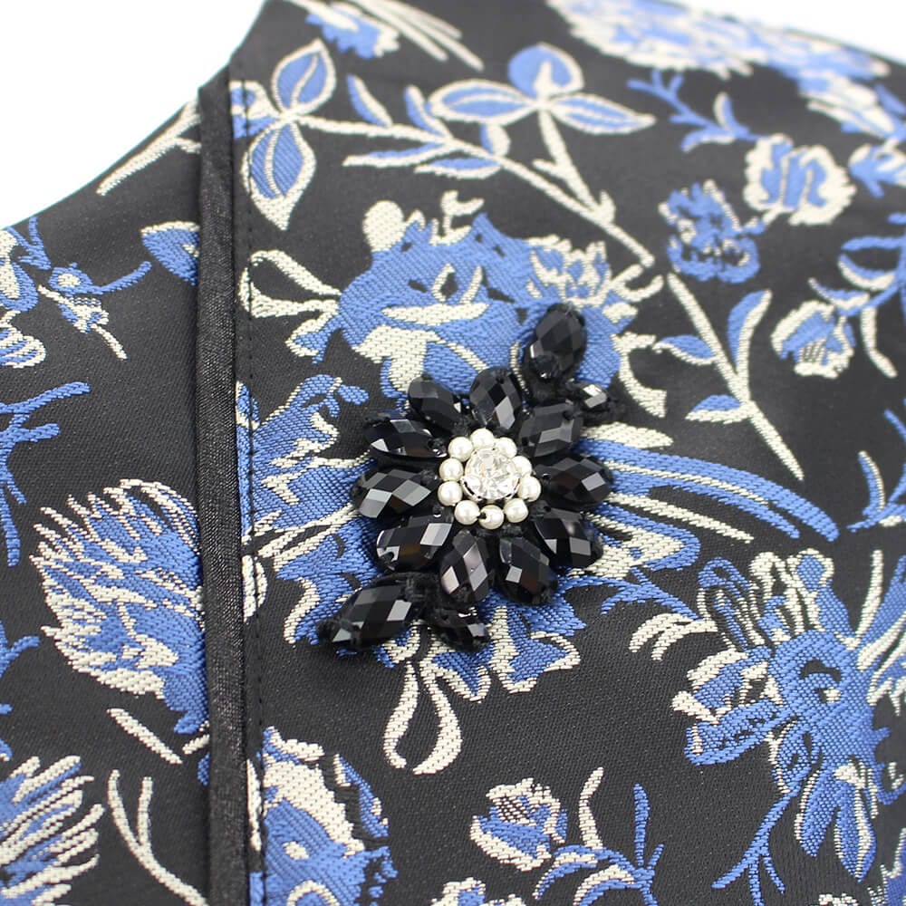 美品 スーパービューティー ☆ ボタニカル柄 ワンピース 42 ビジュー 長袖 美品 スーパービューティー ☆ ボタニカル柄 ワンピース 42