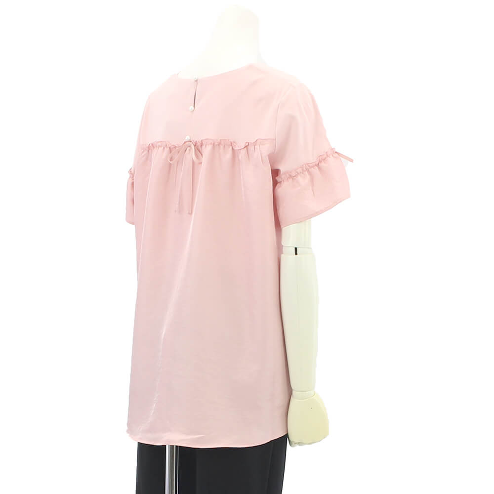 【新品】スーパービューティー花モチーフ付異素材切替Ｔシャツ44 クリアランスセール 50％OFF】スーパービューティー Super
