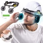 ヘルメット 扇風機 ネックファン 首掛けファン 自転車 バイク 工事用 涼しい 3.7V 3000mAh 扇風機付き 屋外 アウトドア 安全設計 フリーサイズ 可動式アーム 3段階調整 夜間ライト付き
