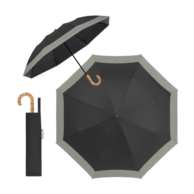 日傘 天然竹 バンブー ジャンプ傘 ワンアクション 持ち手 折りたたみ