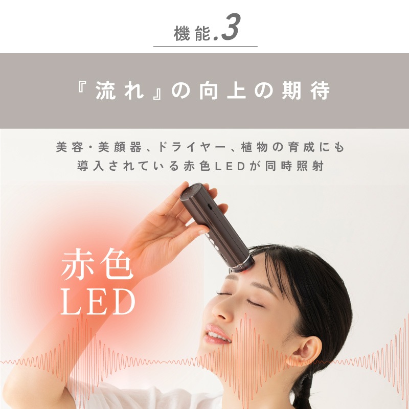 LED美顔器 温度調整機能付き 美顔器 リフトアップ EMS RF温熱 LED赤色 コンパクト美顔器 スティック
