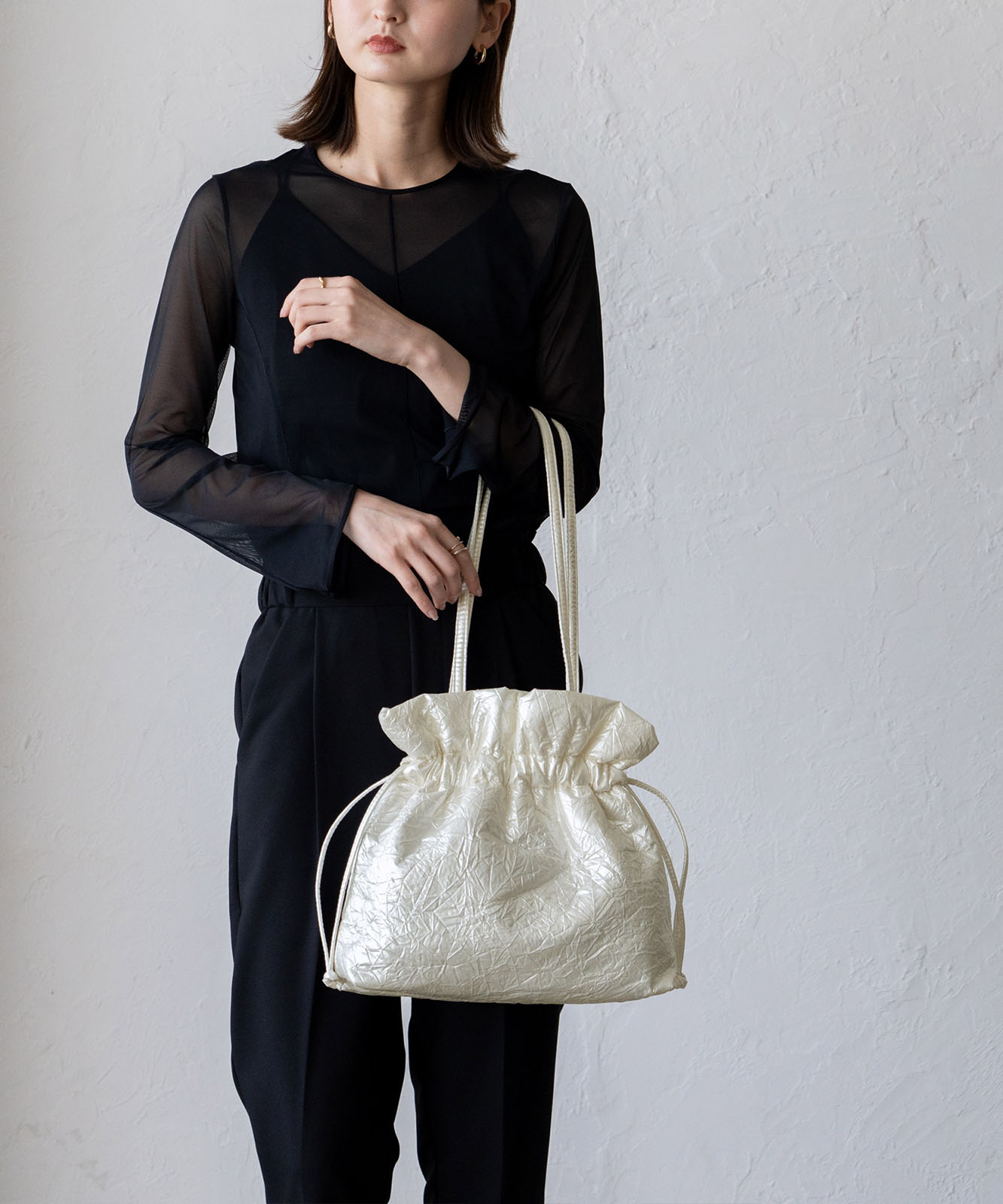 [HUMAN MADE] ウォッシュ加工 巾着バッグ シワ加工巾着バッグ | バッグ,ショルダーバッグ,フェイクレザー