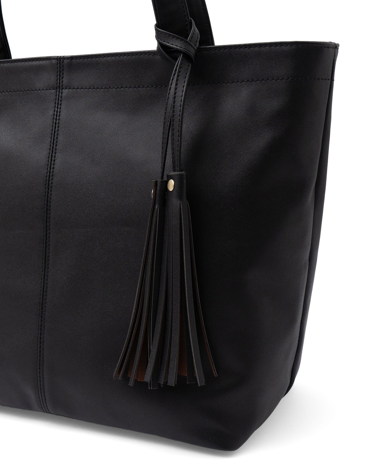 黒い合成皮革トートバッグ タッセル付き タッセル付きBIGトートバッグ | バッグ,トートバッグ,フェイク