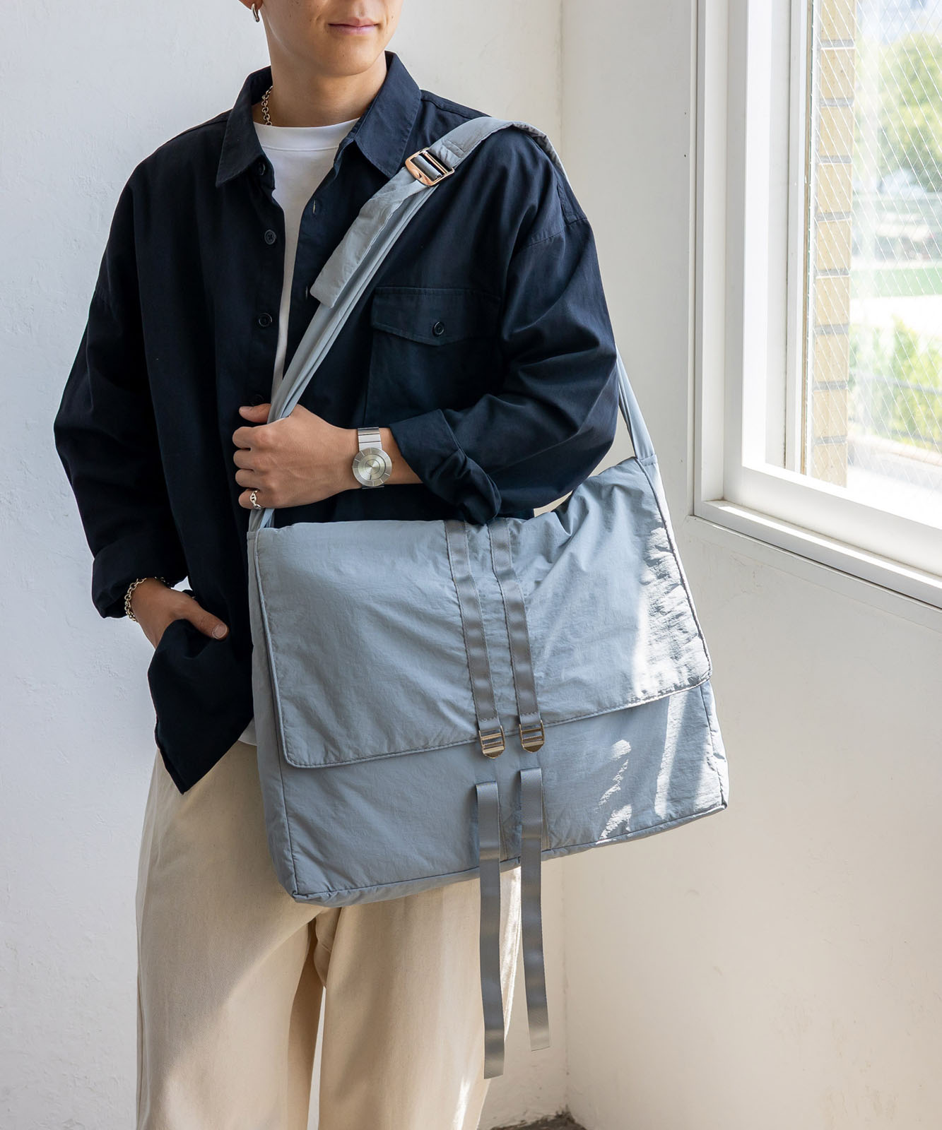 ユニセックス ダブルベルトナイロンBIGショルダー | バッグ,ショルダー