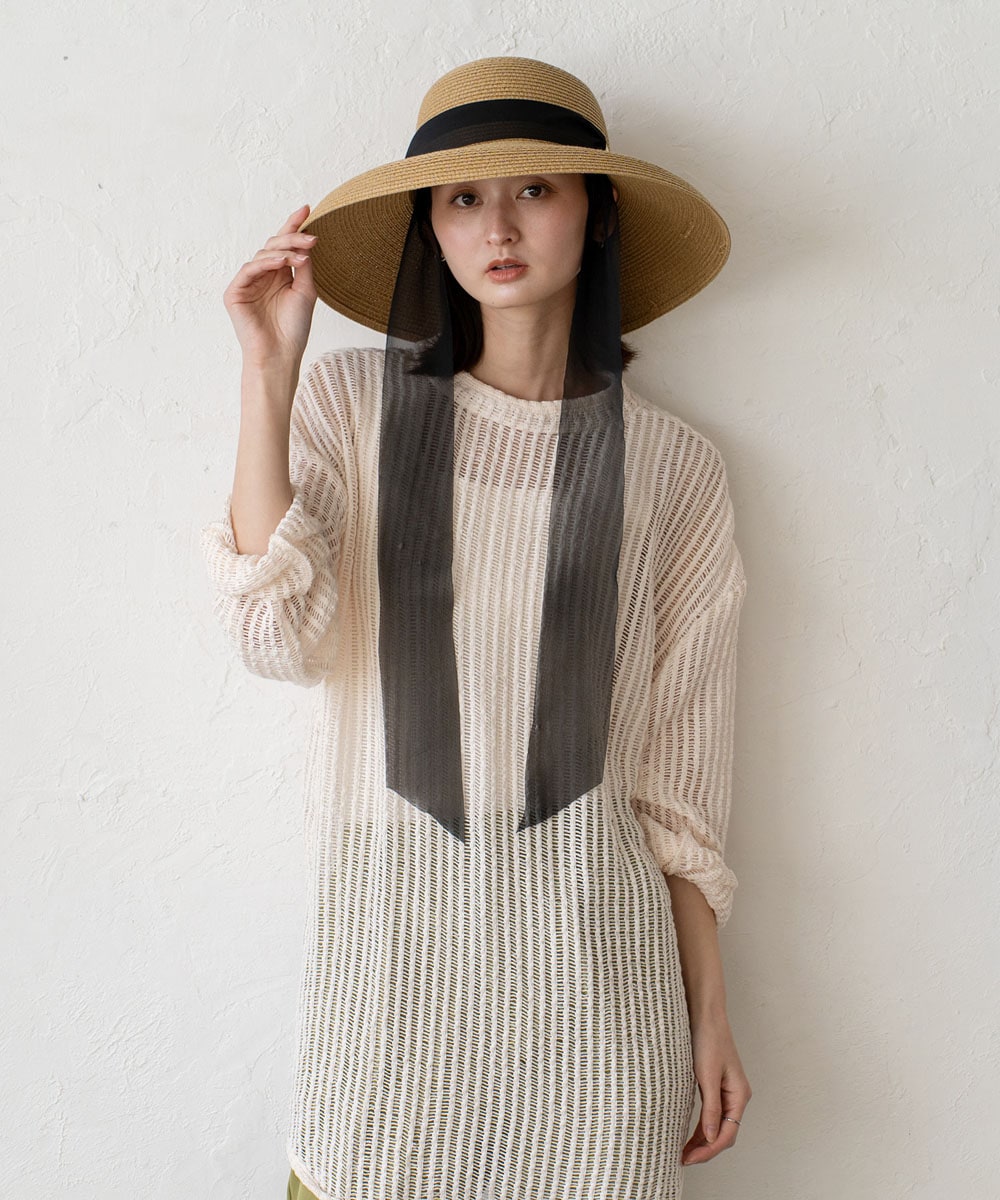 Casablanca ハット Chapeau d' O StrawBraid Casablanca | 57.5cm(75) BLACK (01