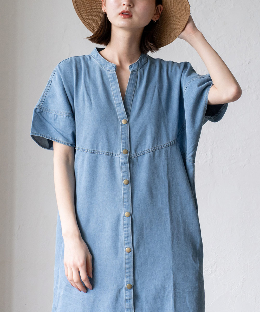 ランタンスリーブデニムワンピース | ファッション,アパレル