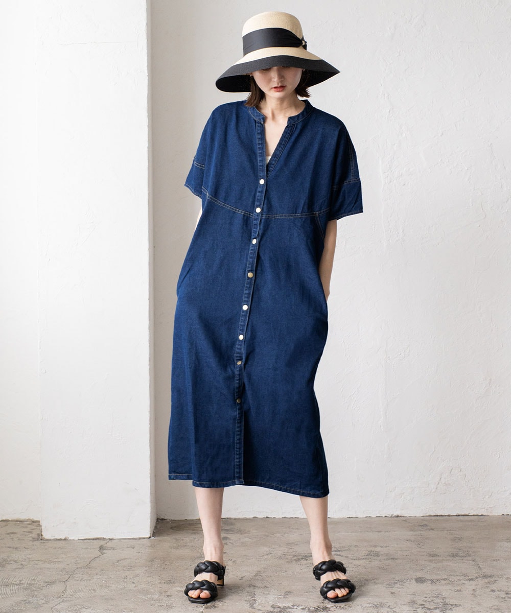 ランタンスリーブデニムワンピース | ファッション,アパレル