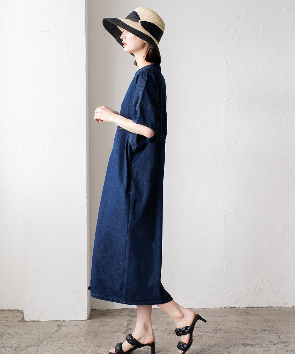 ランタンスリーブデニムワンピース | ファッション,アパレル