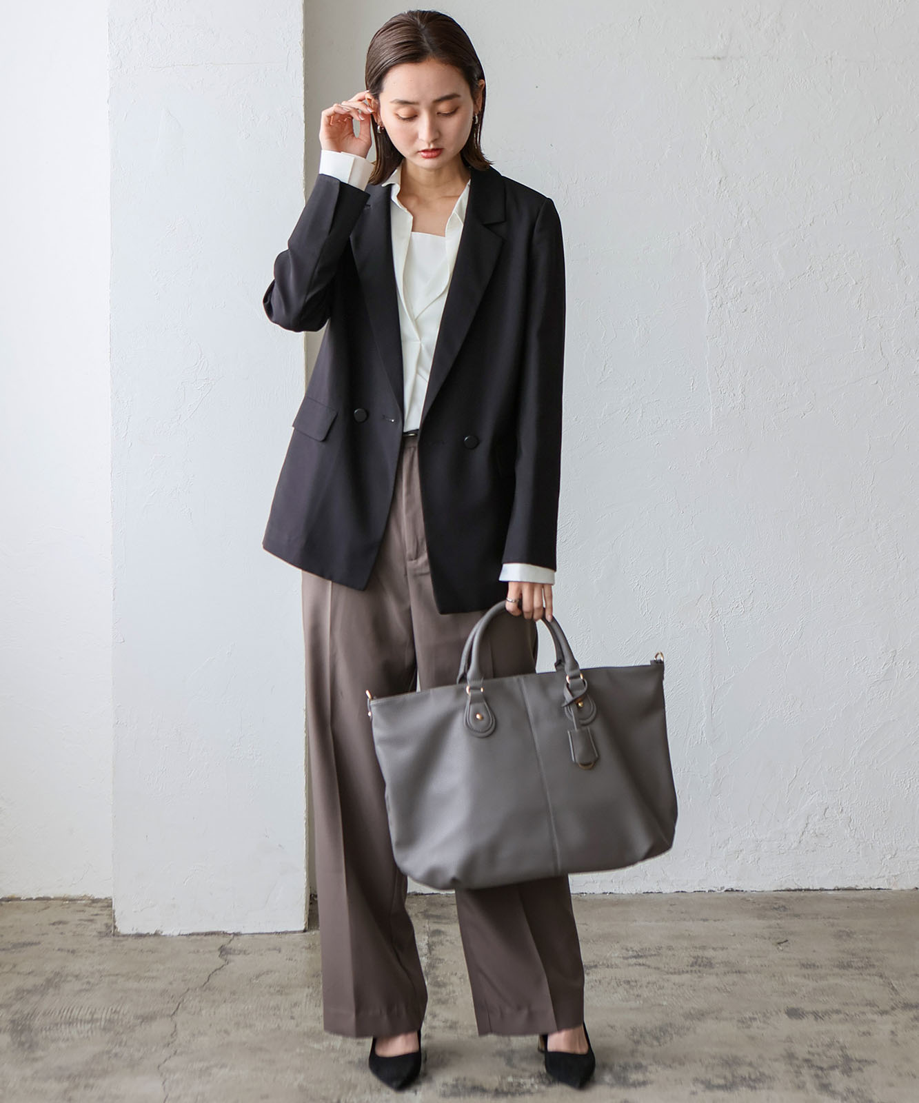 ブラウン トートバッグ 取り外し可能ストラップ付き 935-pa-188_to1-1.jpg