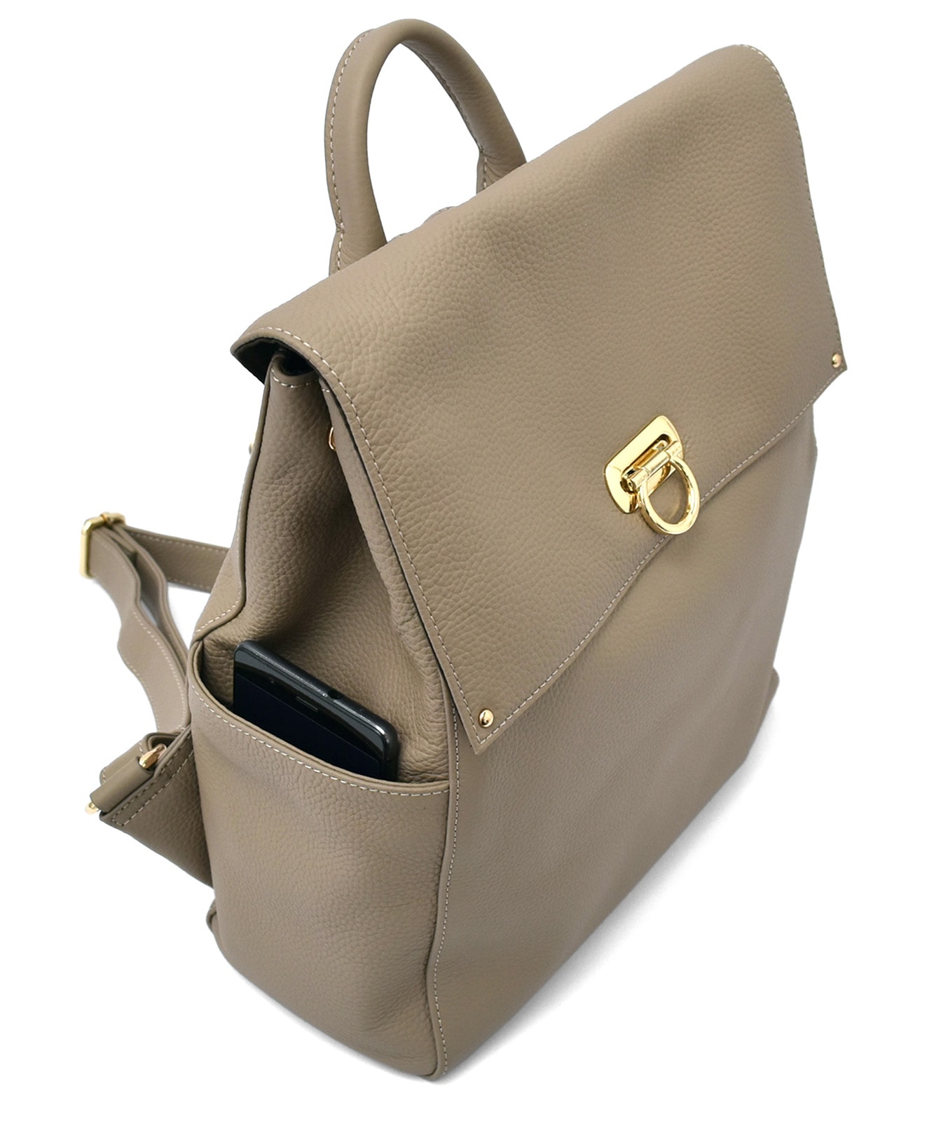 【レア】ヴィンテージ クレージュ 本革 リュックシボ革 フラップ サイドポケット レア】ヴィンテージ クレージュ 本革 リュックシボ革 フラップ