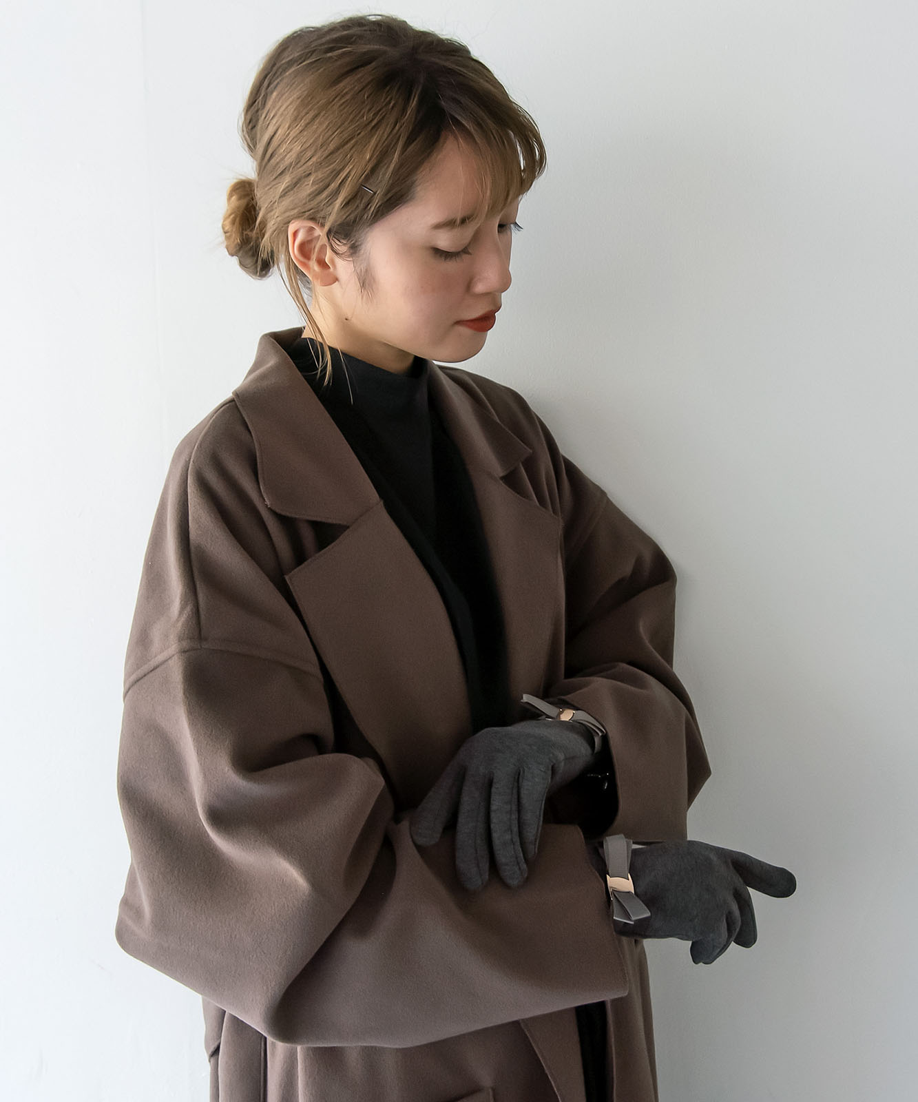 リボン付きグレー長手袋 セール】リボン付きスマホ対応手袋（手袋）｜cuorequal（クオレ
