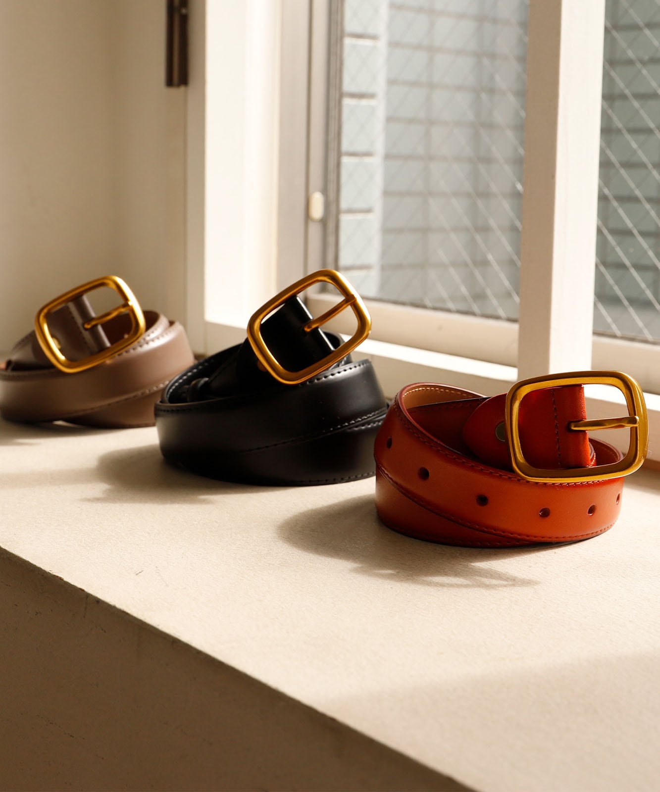 スクエアゴールドバックル本革ベルト | 雑貨・小物,ファッション雑貨