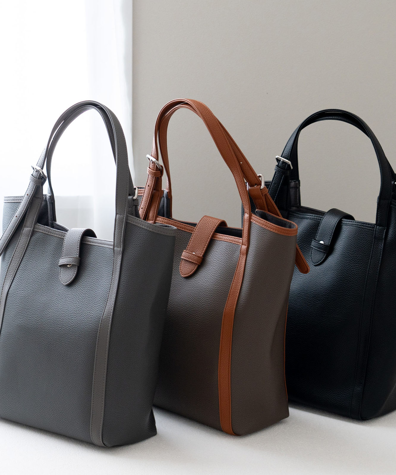 縦長ハンドバッグバイカラー | バッグ,トートバッグ,フェイクレザー