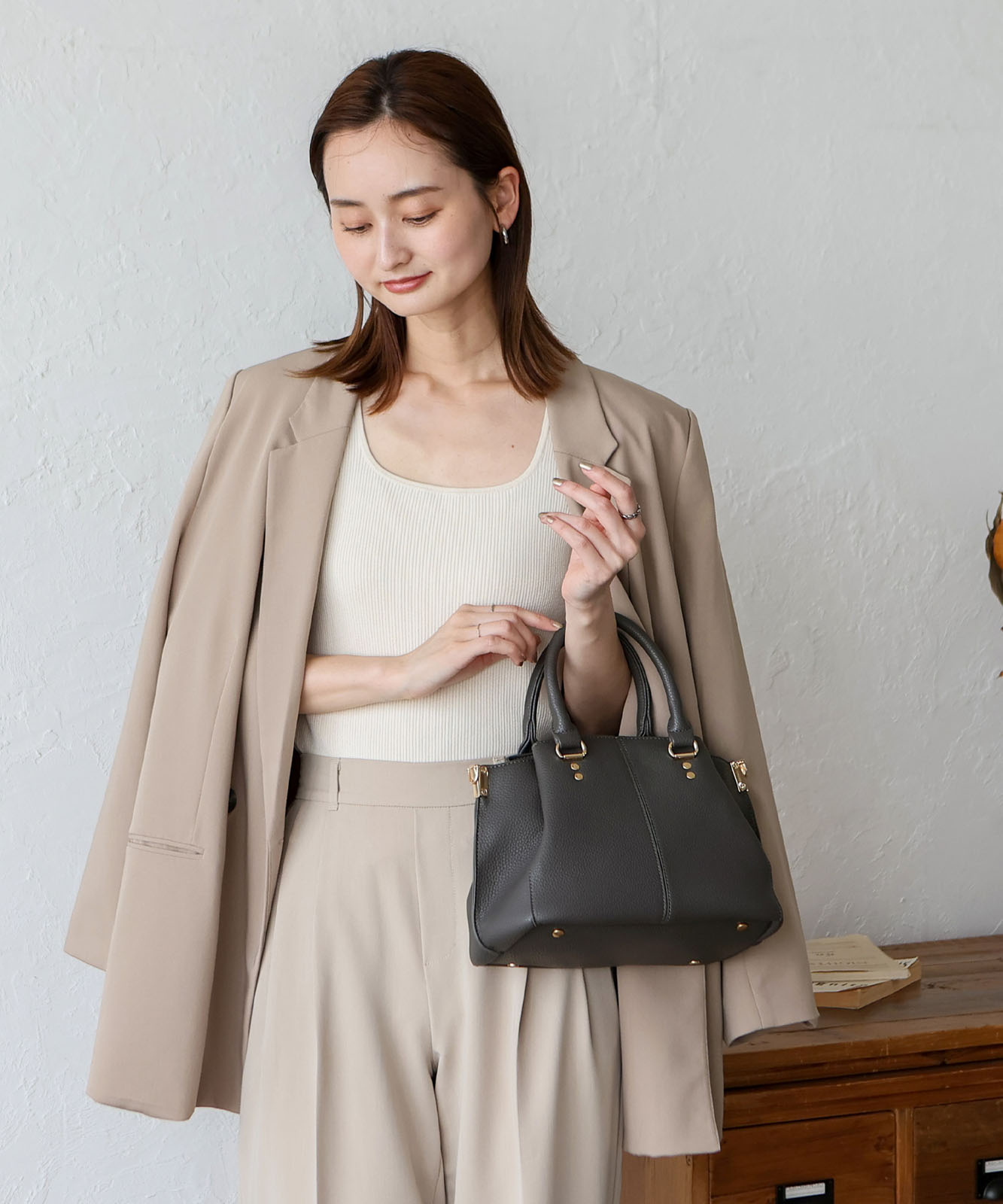 サイドタック2WAYハンドバッグ | バッグ,ハンドバッグ,フェイクレザー