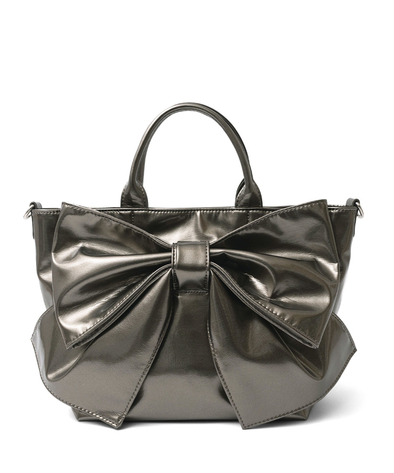 エナメル ブラック パーティーバッグ リボン付き エナメル2wayリボントートバッグ | バッグ,トートバッグ,フェイク