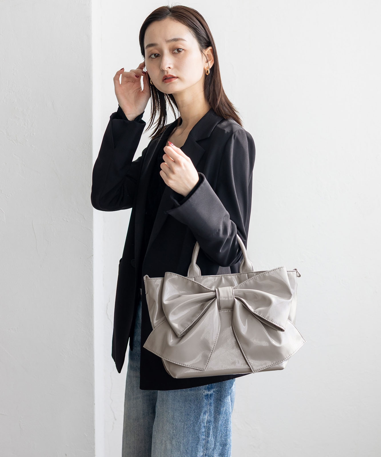 エナメル2wayリボントートバッグ | バッグ,トートバッグ,フェイク