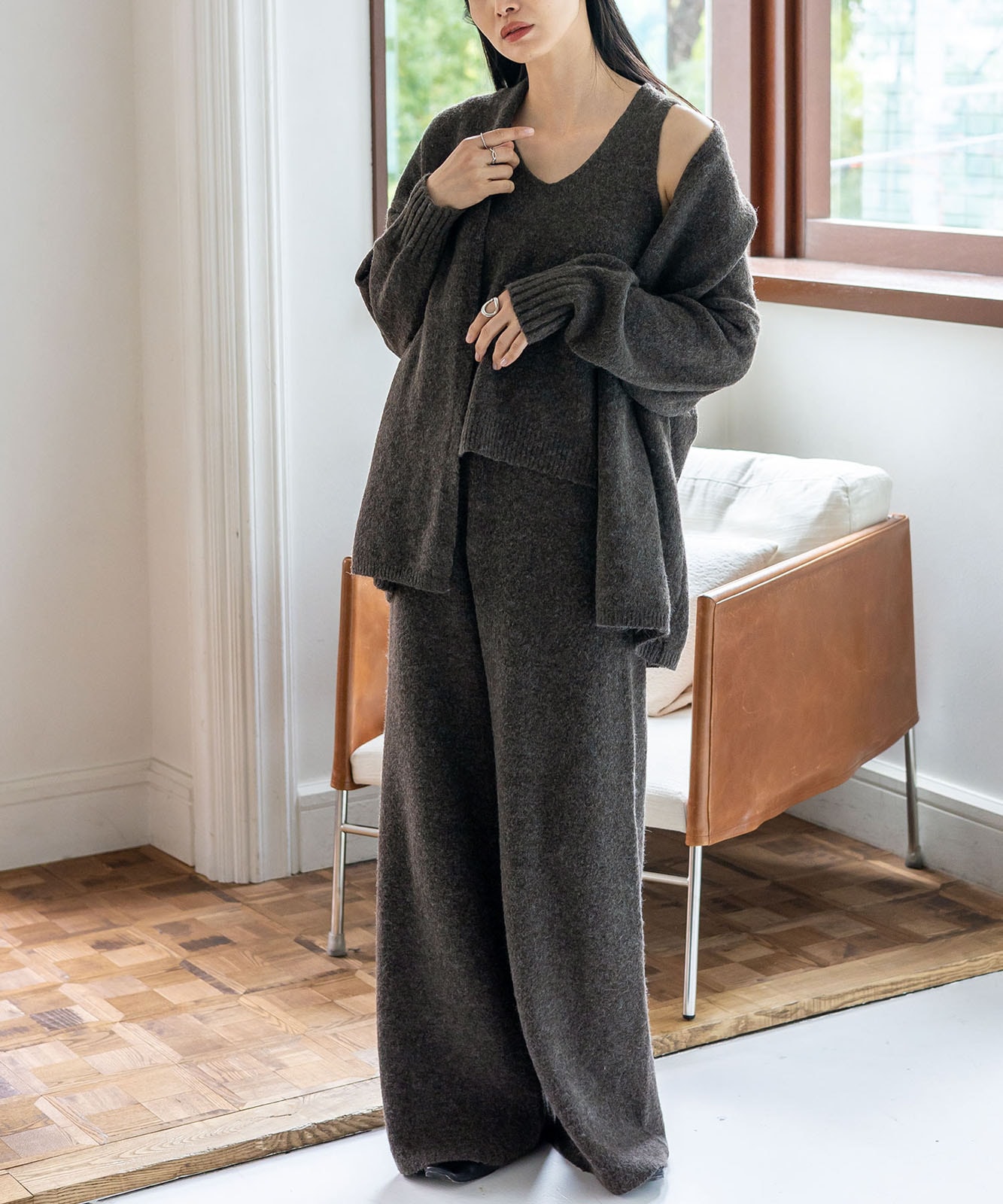 ウール混ニットセットアップ 3点セット | ファッション,アパレル