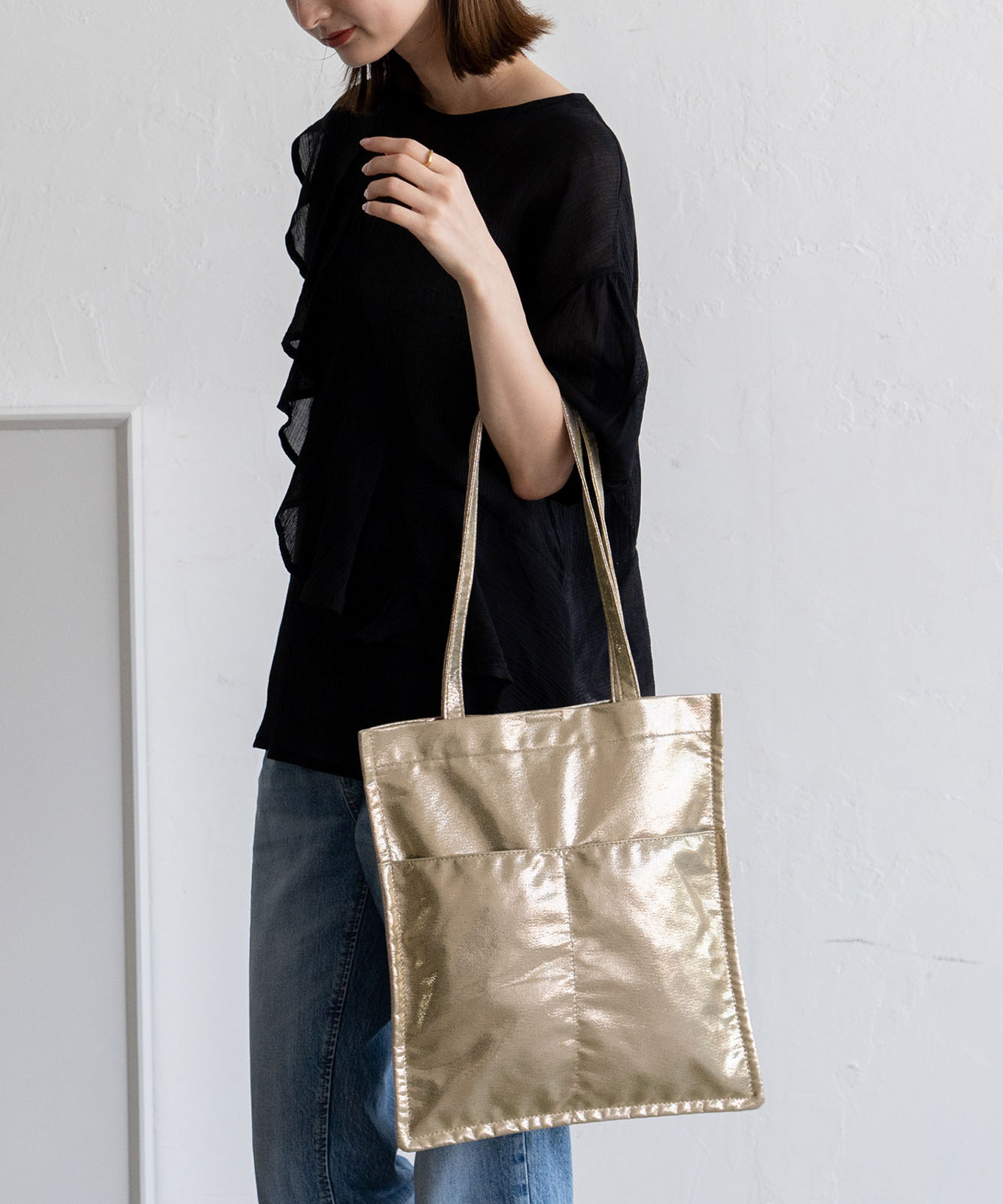 ♡専用♡  縦型バッグ（大）　ふりる付きトートバッグ（大）　ハンドメイド ♡専用♡ 縦型バッグ（大） ふりる付きトートバッグ（大