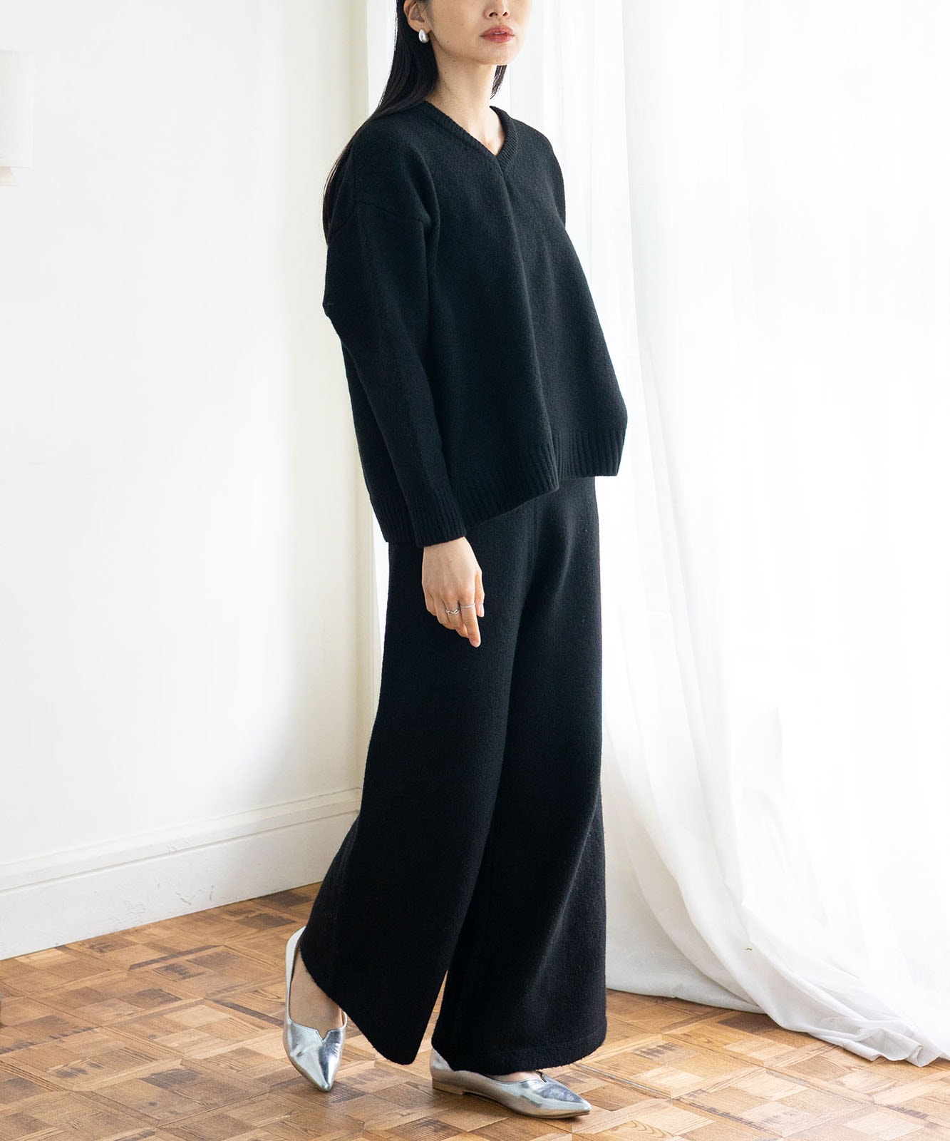 セーラーカラーストール付きニットセットアップ(3点セット