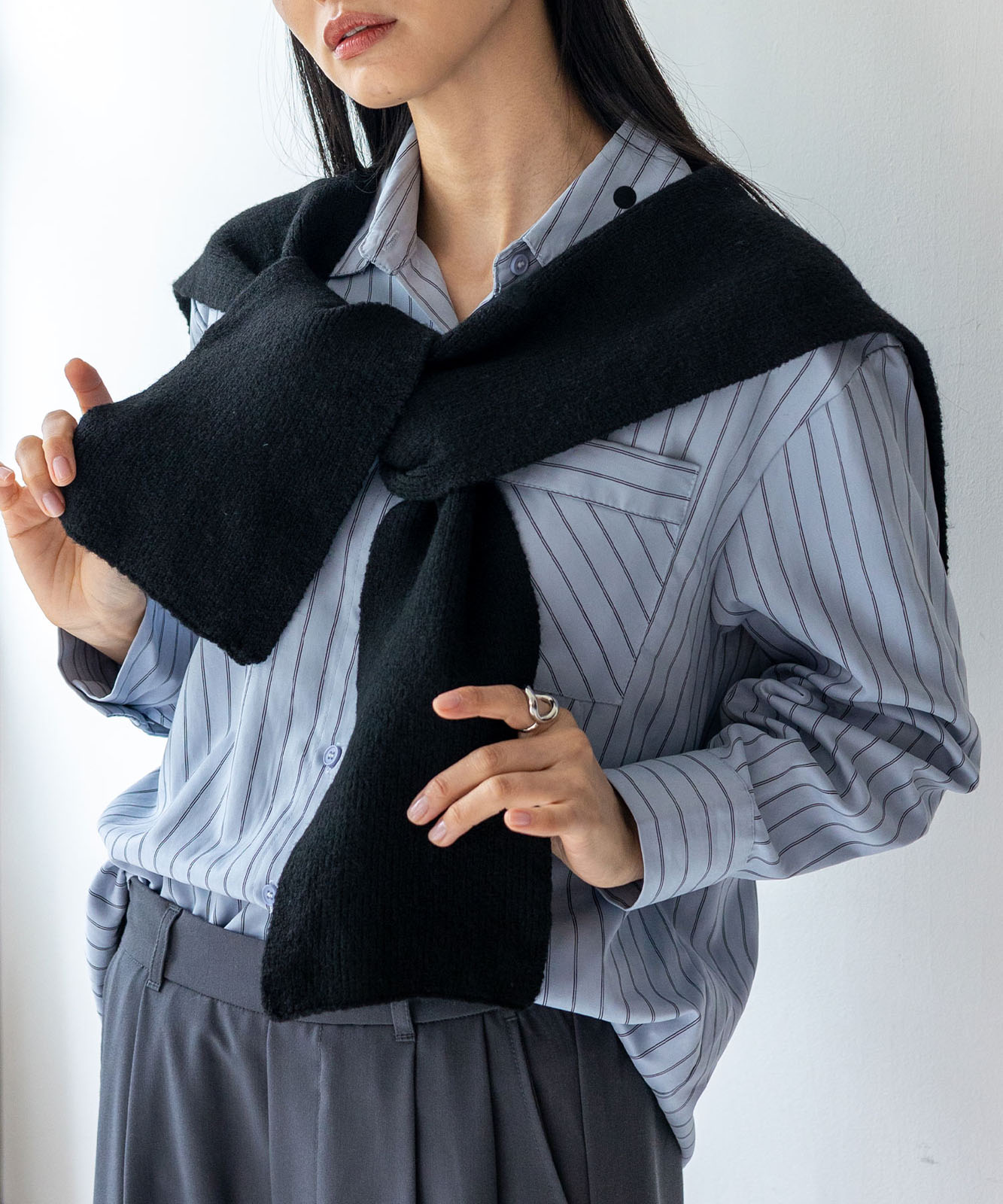 セーラーカラーストール付きニットセットアップ(3点セット