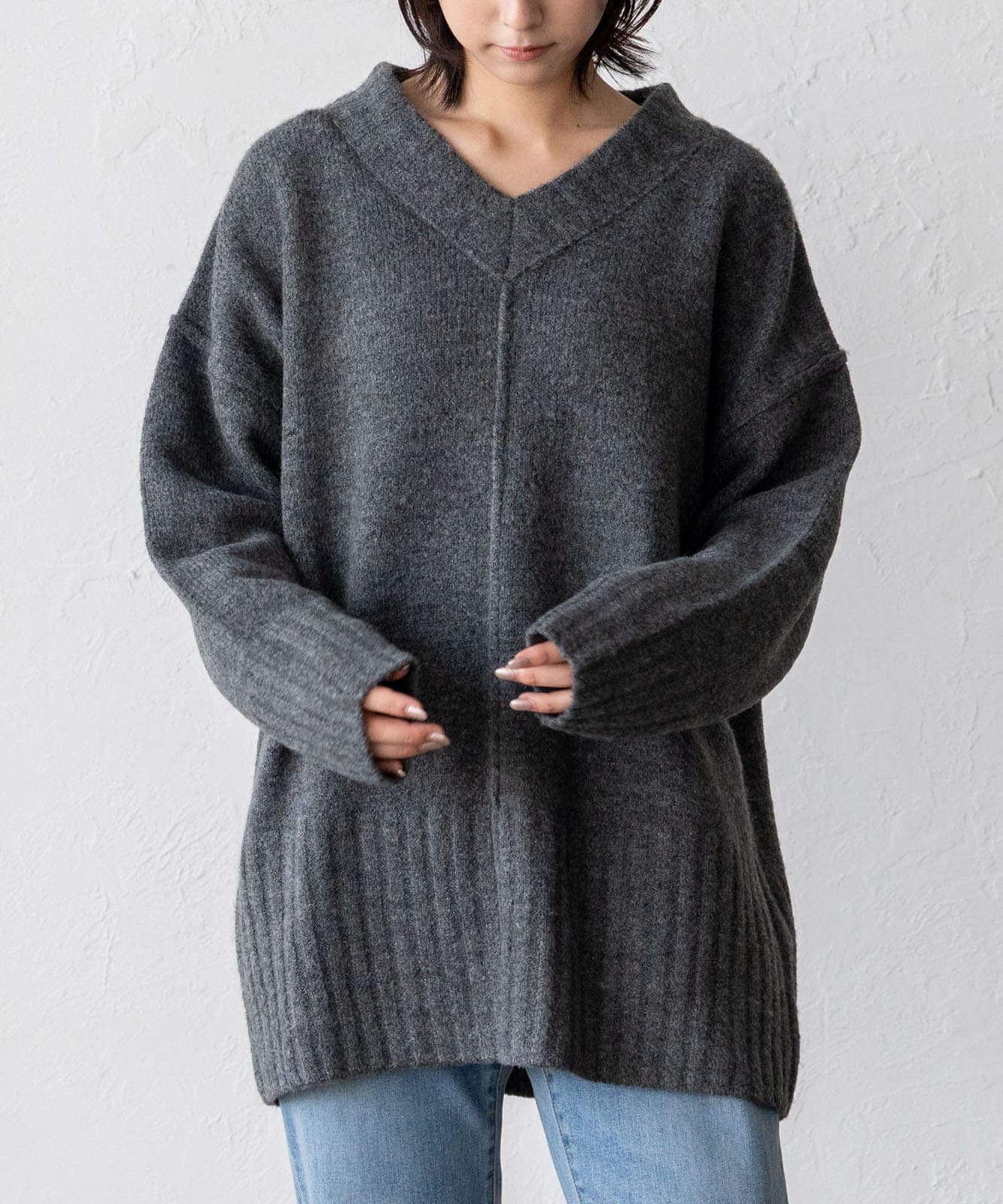 Vネックオーバーサイズニット | ファッション,アパレル,トップス