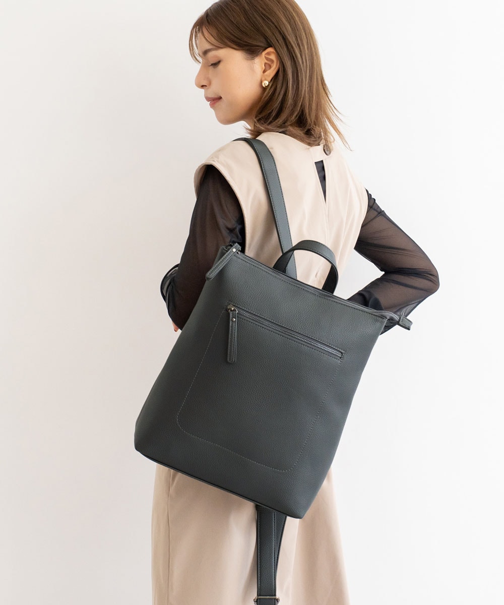 グレー ナイロン バックパック フロントポケット付き LOWARD -ONLINE SHOP-