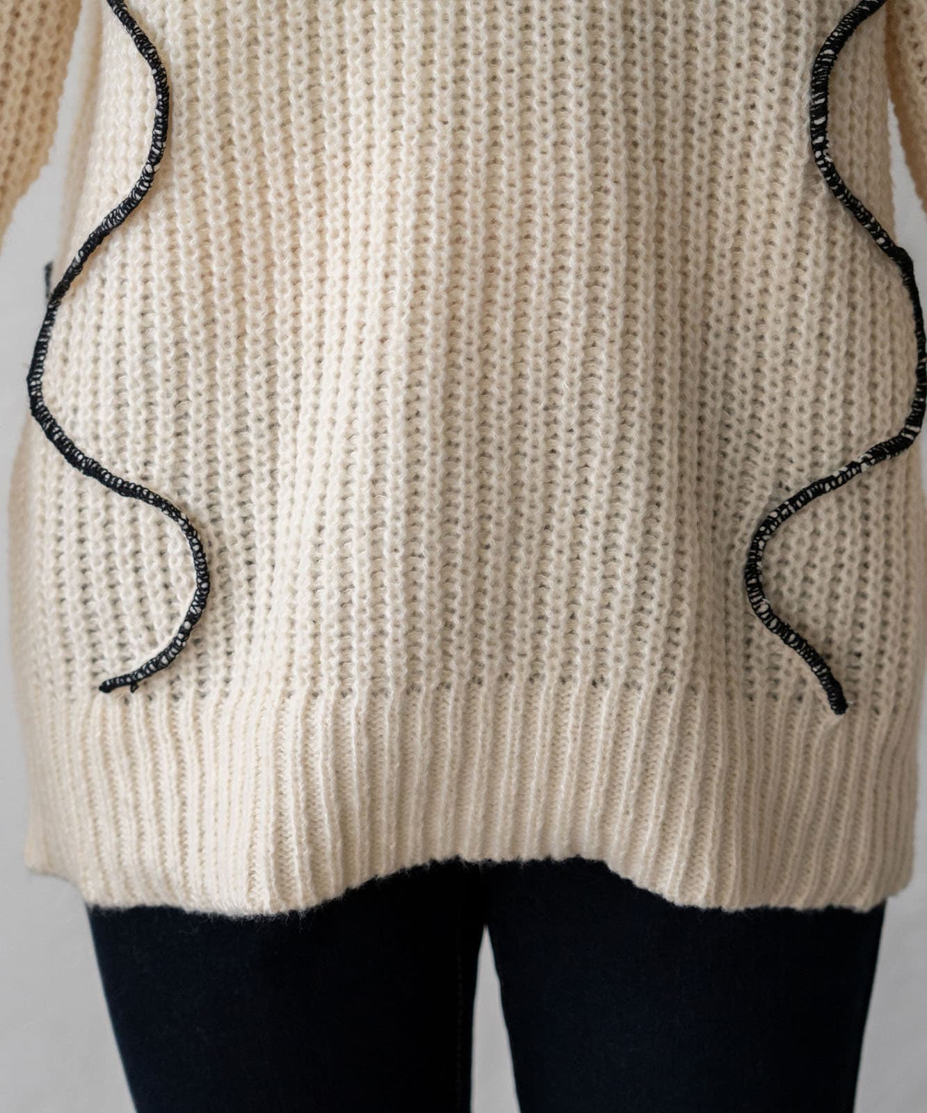 配色ウェーブデザインパイピングニット | ファッション,アパレル