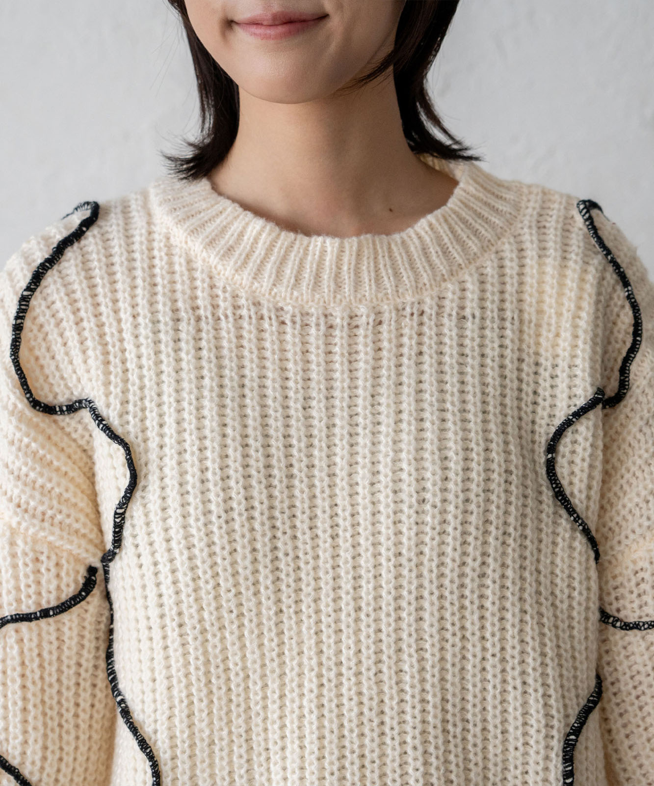 配色パイピングニット 配色パイピングニット