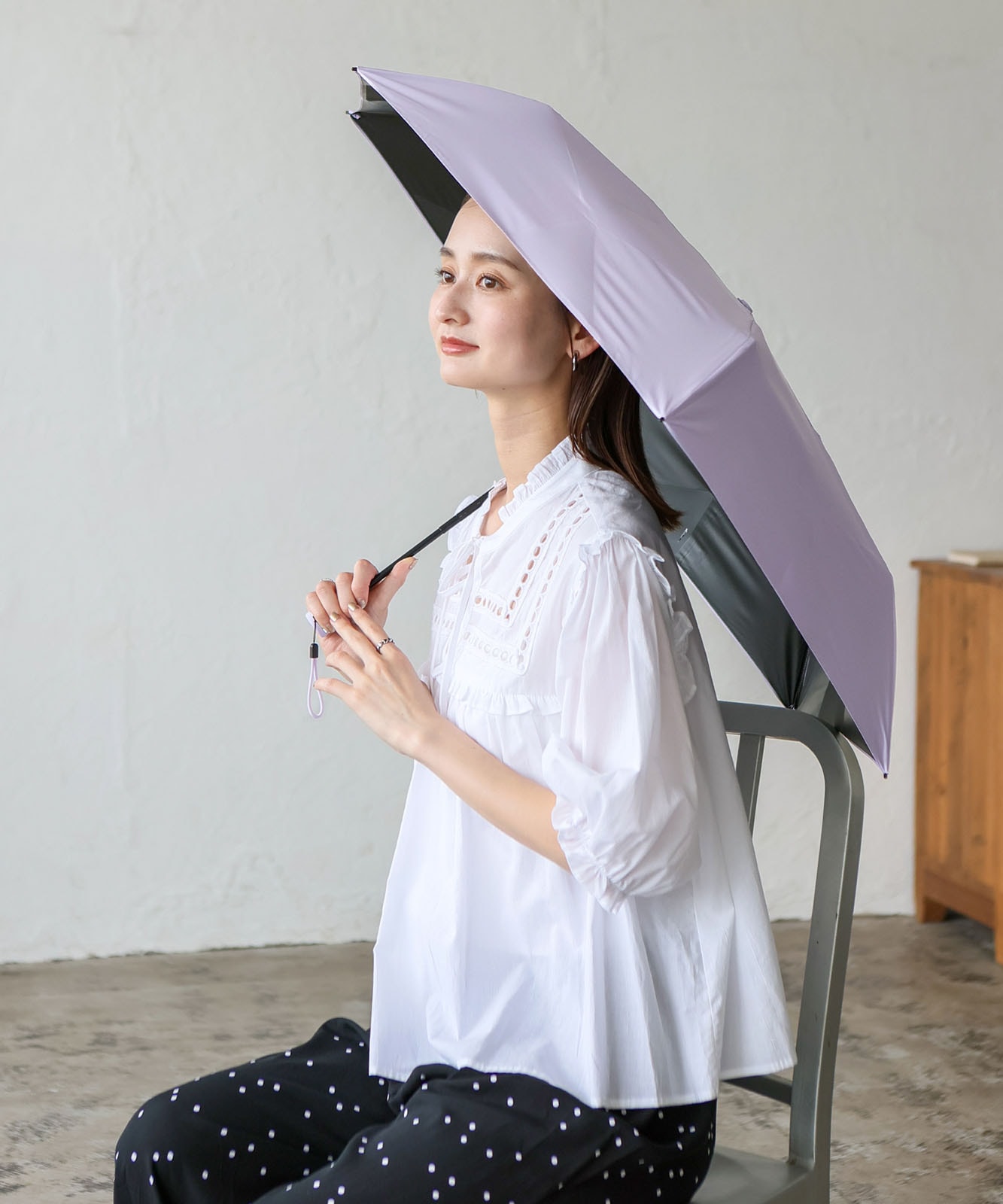 FORME 晴雨兼用　折り畳み傘 日傘・晴雨兼用折り畳み傘 フリンジドットシェード 8本骨