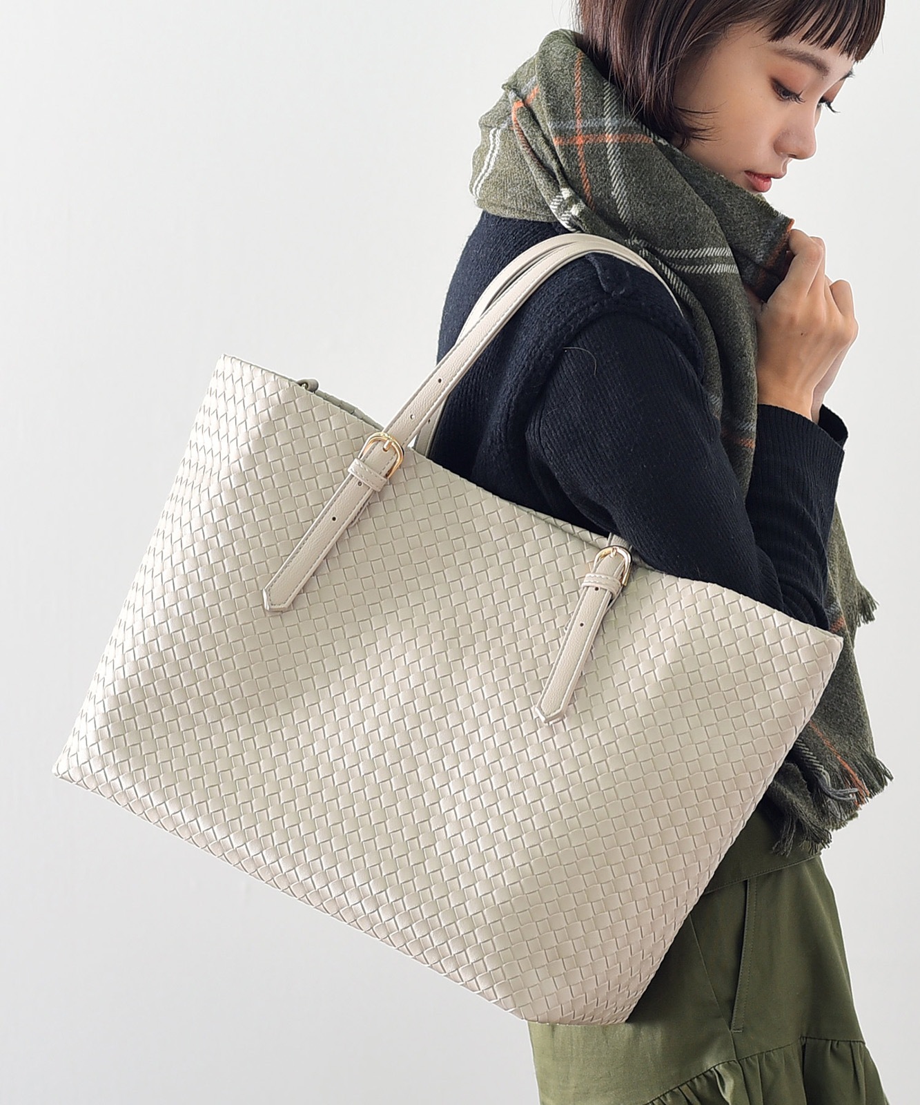 ベルトハンドル2styleメッシュ型押しトートバッグ | バッグ