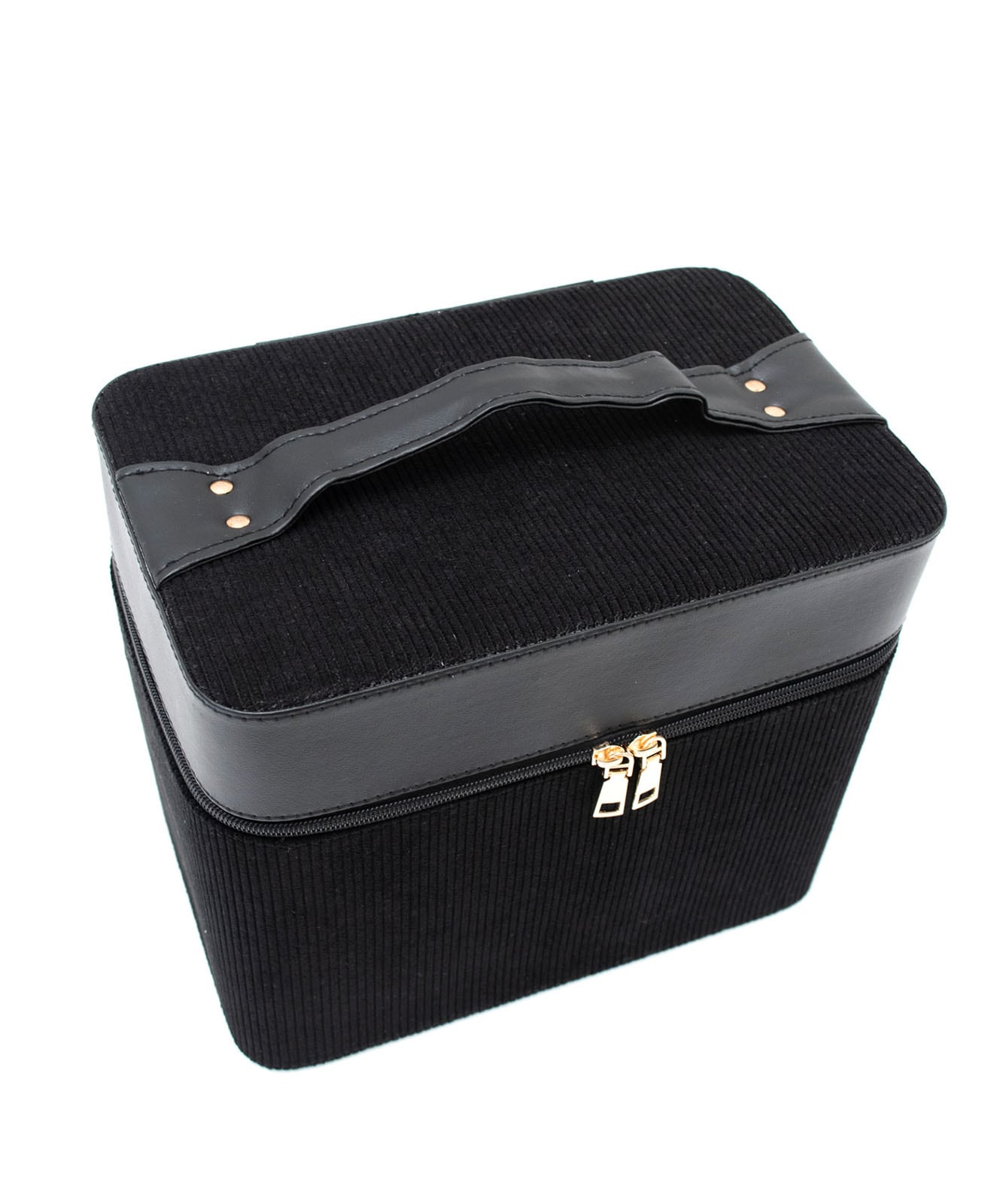 GLASS MARBLE メイクボックス ブラック 2段式　新同品 コーデュロイメイクボックス（左右各2段トレイ） | すべての商品