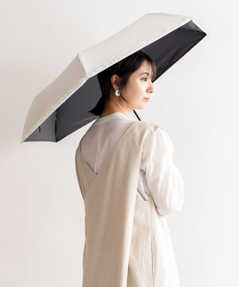 晴雨兼用／UV／遮光遮熱】発泡刺繍風折り畳み傘50cm（折りたたみ