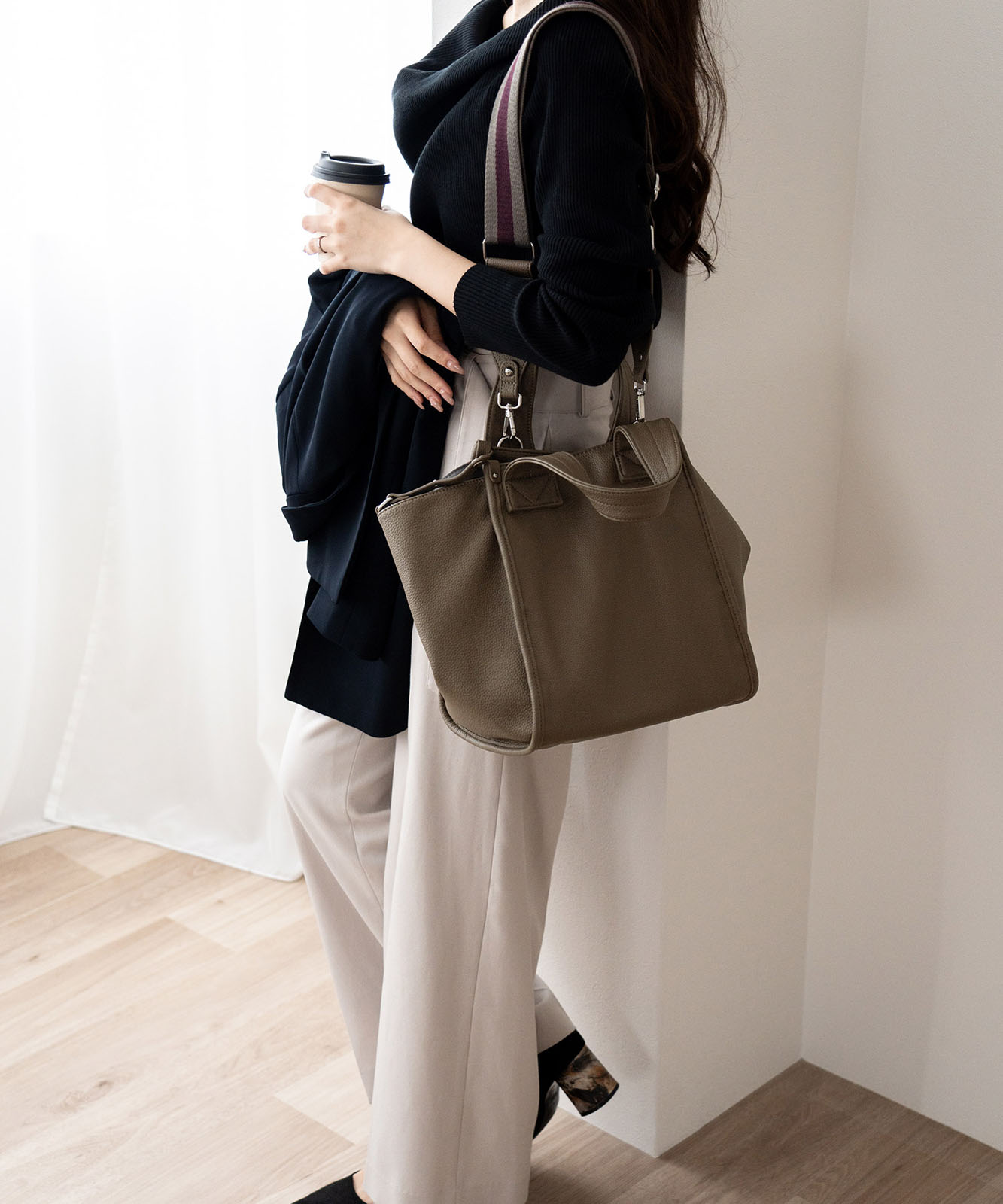3WAYトートバッグ ブラック ミディアム ms-blk-1]【保存袋付き】Morphee(モルフェ)3WAY MIDIUM TOTE