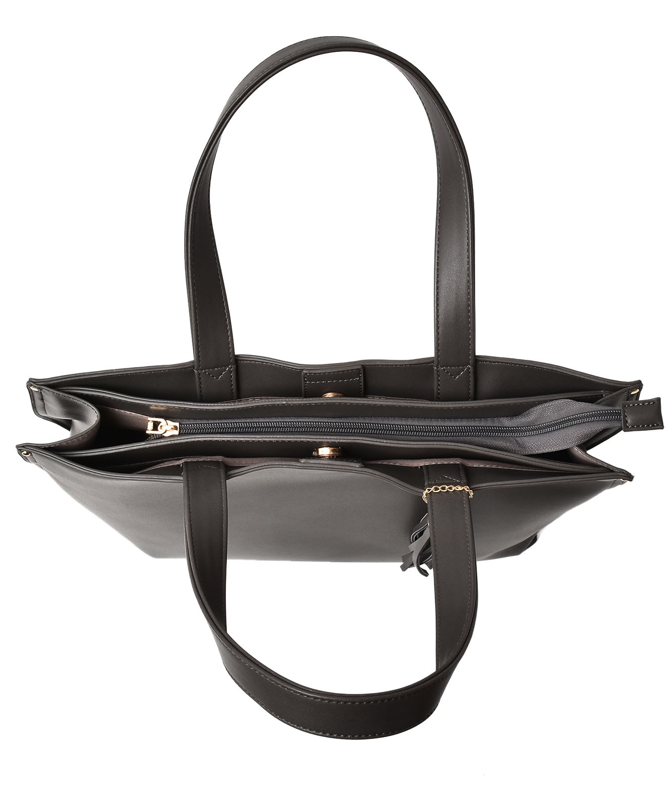 黒い合成皮革トートバッグ タッセル付き タッセル付き3ROOMビジネストートバッグ | バッグ,トートバッグ