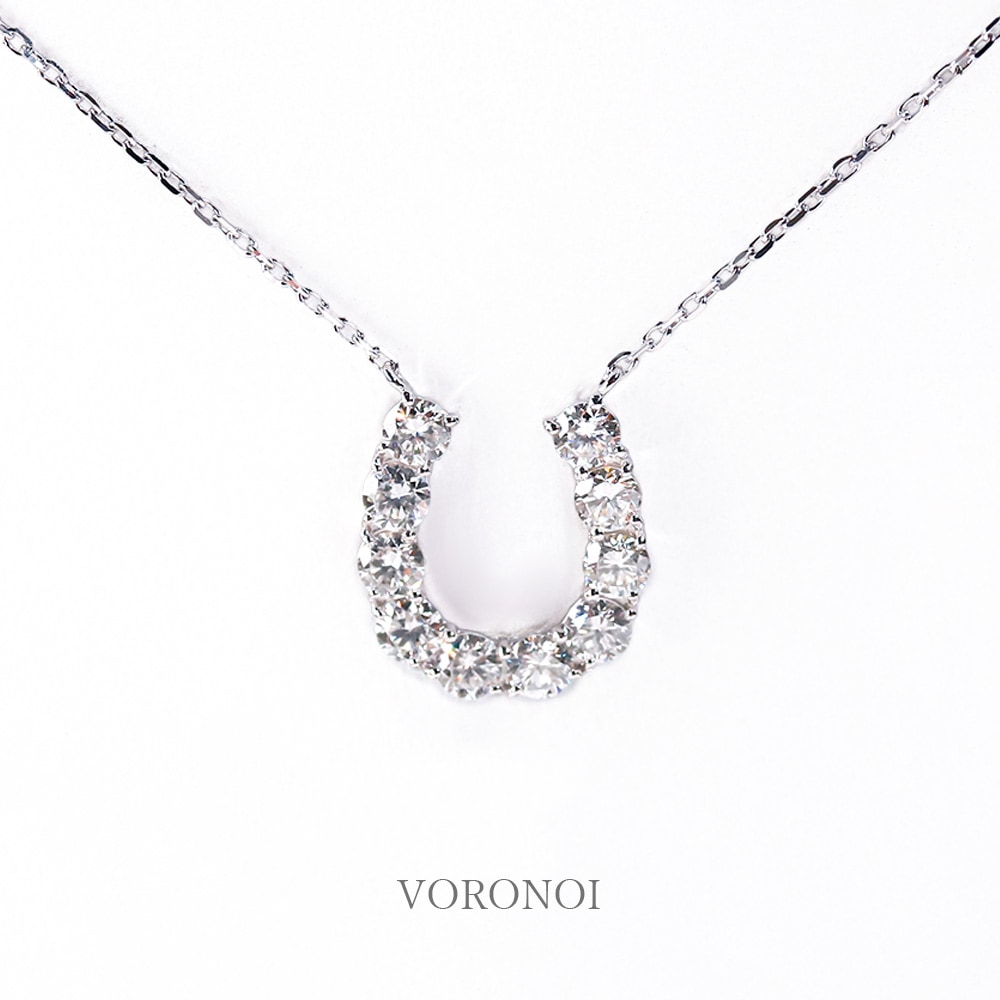ラボグロウン ダイヤモンド 馬蹄 ネックレス 0.6ct K18/PT950