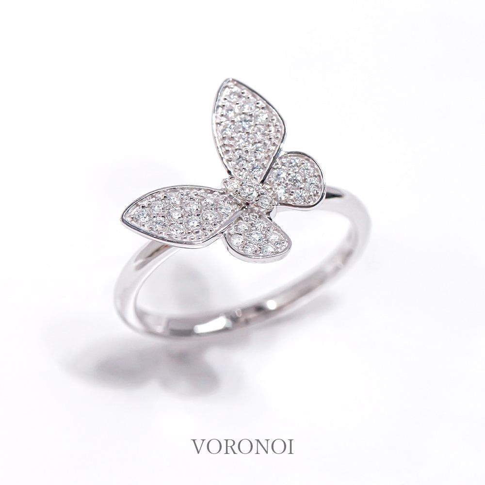 蝶々 ダイヤモンド パヴェ リング（大） K10